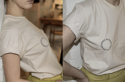 "Disobedience as knowledge" printed t-shirt